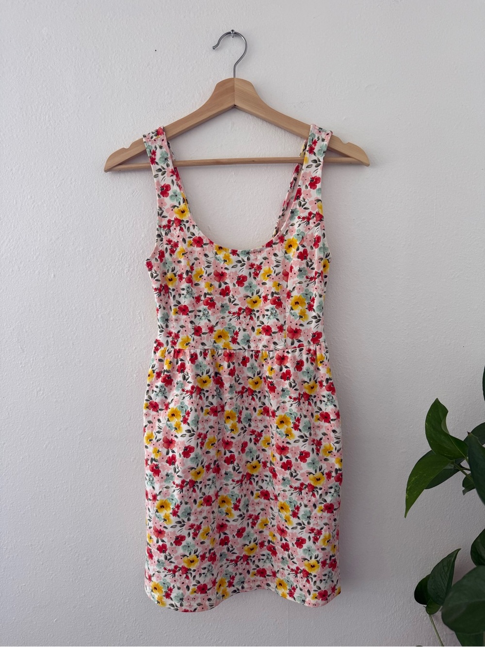Forever 21 White Floral Tank Dress with Yellow & Red Blooms